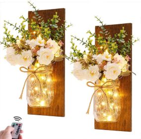 Immortal flower wood wall lamp